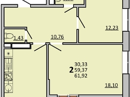Продается 2-комнатная квартира ЖК Фрейм, 11В, 71.3  м&sup2;, 11978400 рублей