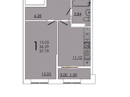 Продается 1-комнатная квартира ЖК Фрейм, 11А, 37.79  м&sup2;, 6991150 рублей
