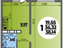 Продается 1-комнатная квартира ЖК Суворовский, литера 1, 38.14  м&sup2;, 4770000 рублей