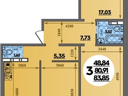 Продается 3-комнатная квартира ЖК Суворовский, литера 7, 83.85  м&sup2;, 8860465 рублей