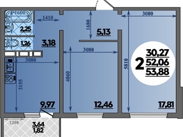Продается 2-комнатная квартира ЖК Суворовский, литера 1, 53.88  м&sup2;, 6669999 рублей