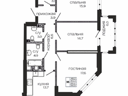 Продается 3-комнатная квартира ЖК Театрал, 88.4  м&sup2;, 21923200 рублей