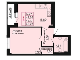 Продается 1-комнатная квартира ЖК Вишневый сад, дом 2.1, 45.5  м&sup2;, 6597500 рублей