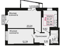 Продается 2-комнатная квартира ЖК Вишневый сад, дом 2.2, 53.5  м&sup2;, 7597000 рублей