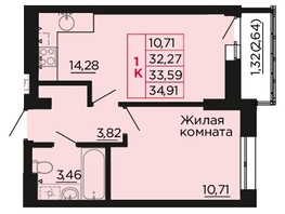Продается 1-комнатная квартира ЖК Вишневый сад, дом 2.2, 34.3  м&sup2;, 5110700 рублей