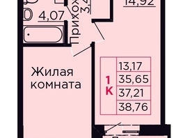 Продается 1-комнатная квартира ЖК Вишневый сад, дом 4.2, 37.21  м&sup2;, 5990810 рублей