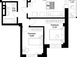 Продается 2-комнатная квартира ЖК Труда 12/3, 55.9  м&sup2;, 7826000 рублей