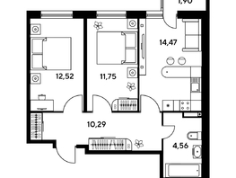 Продается 3-комнатная квартира ЖК Малина Парк, дом 1, 55.8  м&sup2;, 7970000 рублей
