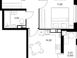Продается 1-комнатная квартира ЖК Эстет, литер 48.2, 39.8  м&sup2;, 6178950 рублей