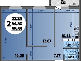 Продается 2-комнатная квартира ЖК Суворовский, литера 23, 55.53  м&sup2;, 6626619 рублей
