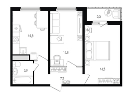 Продается 2-комнатная квартира Ткачева ул, 55.2  м&sup2;, 6508080 рублей