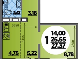 Продается Студия ЖК Суворовский, литера 2, 27.37  м&sup2;, 3959999 рублей