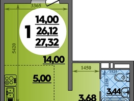 Продается Студия ЖК Суворовский, литера 6, 27.32  м&sup2;, 3765216 рублей