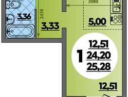 Продается Студия ЖК Платовский, литер 13, 25.28  м&sup2;, 3550992 рублей