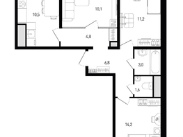 Продается 3-комнатная квартира ЖК Левенцовка Парк, лит 8-11 стр.2, сек.4,5, 63.7  м&sup2;, 7578772 рублей