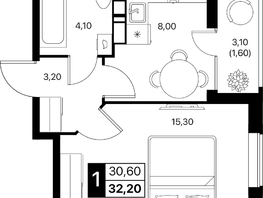 Продается 1-комнатная квартира ЖК Эстет, литер 49.2, 32.2  м&sup2;, 5195792 рублей