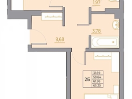 Продается 2-комнатная квартира ЖК Новый Горизонт, дом 4, 65.3  м&sup2;, 9370550 рублей