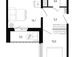 Продается 1-комнатная квартира ЖК 5 элемент Аске, лит 5-11 стр.2, сек.5,6, 34.9  м&sup2;, 4367247 рублей