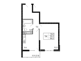 Продается 1-комнатная квартира Назарько ул, 36.5  м&sup2;, 4540000 рублей