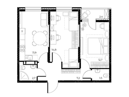 Продается 2-комнатная квартира ЖК Панорама на Театральном, литера 1, 54  м&sup2;, 7850000 рублей