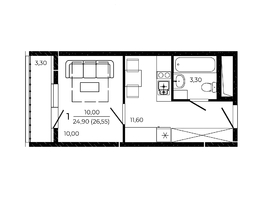 Продается Студия ЖК ПРИТЯЖЕНИЕ, литер 3, 26.55  м², 3663900 рублей