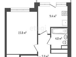 Продается 1-комнатная квартира баррикадная 1-я, 42  м², 5500000 рублей