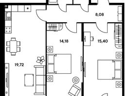 Продается 3-комнатная квартира ЖК Малина Парк, дом 1, 65.97  м², 11500000 рублей