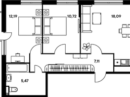 Продается 3-комнатная квартира ЖК Малина Парк, дом 1, 56.68  м², 9850000 рублей