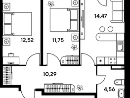 Продается 3-комнатная квартира ЖК Малина Парк, дом 1, 55.34  м², 13060000 рублей