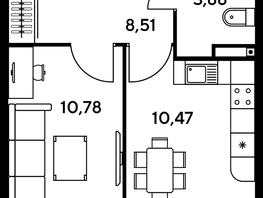 Продается 1-комнатная квартира ЖК Малина Парк, дом 1, 36.11  м², 8880000 рублей