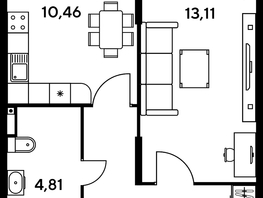 Продается 1-комнатная квартира ЖК Малина Парк, дом 1, 37.3  м², 6860000 рублей