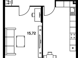 Продается 1-комнатная квартира ЖК Малина Парк, дом 2, 42.77  м², 10340000 рублей