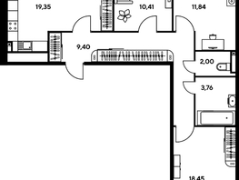 Продается 3-комнатная квартира ЖК Малина Парк, дом 2, 80.87  м², 12510000 рублей