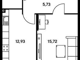 Продается 1-комнатная квартира ЖК Малина Парк, дом 2, 43.31  м², 7090000 рублей