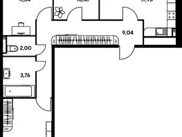 Продается 3-комнатная квартира ЖК Малина Парк, дом 2, 78.49  м², 14020000 рублей