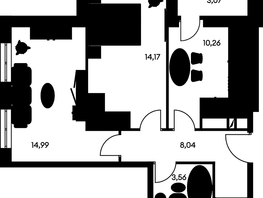 Продается 2-комнатная квартира ЖК Культура, дом 1, 54.91  м², 10360000 рублей