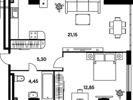 Продается 2-комнатная квартира ЖК Гринсайд, 5.1-5.5, 43.75  м², 7880000 рублей