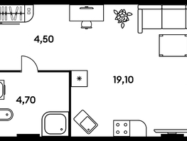 Продается 1-комнатная квартира ЖК Гринсайд, 5.1-5.5, 28.5  м², 6080000 рублей