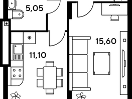 Продается 2-комнатная квартира ЖК Сезоны, 45.95  м², 6337500 рублей