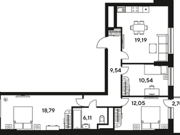 Продается 3-комнатная квартира ЖК Малина Парк, дом 4, 81.47  м², 12270000 рублей