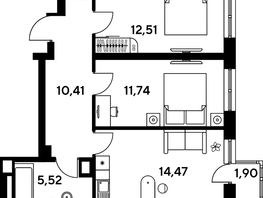 Продается 3-комнатная квартира ЖК Малина Парк, дом 4, 58.19  м², 7170000 рублей