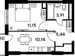 Продается 1-комнатная квартира ЖК Малина Парк, дом 4, 33.42  м², 6570000 рублей