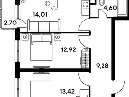 Продается 3-комнатная квартира ЖК Малина Парк, дом 4, 58.34  м², 13060000 рублей