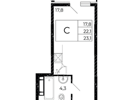 Продается Студия ЖК Флора, литера 2.1, 23.1  м², 3465000 рублей