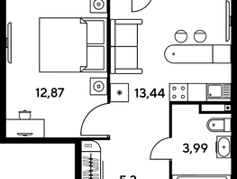 Продается 1-комнатная квартира ЖК Малина Парк, дом 1, 36.77  м², 5920000 рублей