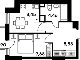 Продается 1-комнатная квартира ЖК Малина Парк, дом 4, 33.63  м², 5800000 рублей