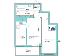 Продается 2-комнатная квартира ЖК Семейный, 42.31  м², 3596350 рублей