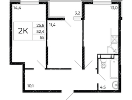 Продается 2-комнатная квартира ЖК Флора, литера 3.1, 55  м², 7040000 рублей