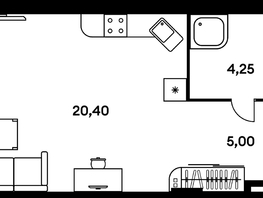 Продается 1-комнатная квартира ЖК Гринсайд, 5.1-5.5, 29.65  м², 5580000 рублей