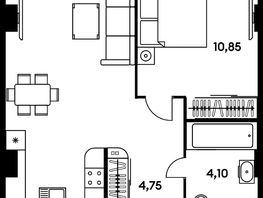 Продается 2-комнатная квартира ЖК Гринсайд, 5.1-5.5, 37.85  м², 6670000 рублей